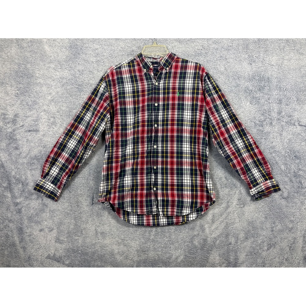 Ralph Lauren Mens M Multi-Color Plaid Button Down Shirt Long Sleeve Cotton